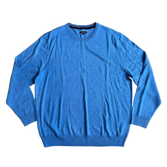 Club Room Merino Wool Blend Sweater Mens XL Solid Crew Neck Blue MSRP $75 - Picture 1 of 9
